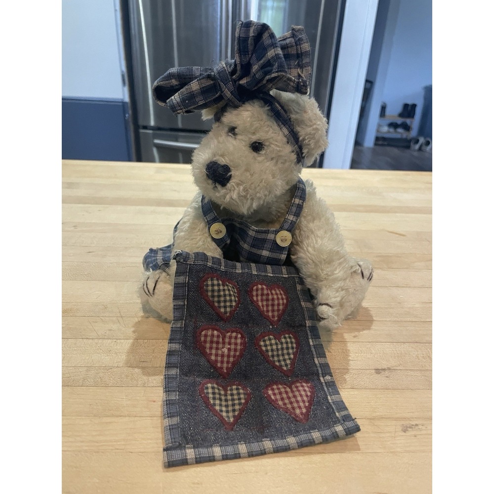 Boyds Collection Camomille Collectable Hearts Quilt Patch 10" Stuffed Plush Bear